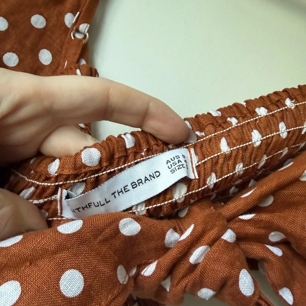 Faithfull the Brand Garnier Top in Cinnamon Polka Dot S